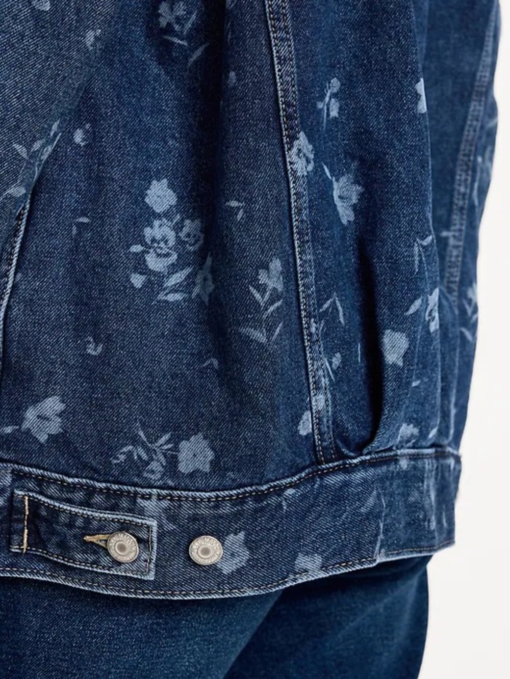 Oversized Floral Print Jean Trucker Jacket - Picture 6 of 6